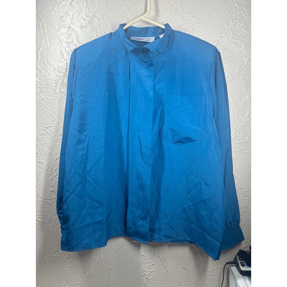 NWT KAREN SCOTT Womens Blouse Long Sleeve Shirt Lightweight Top Blue Size 16‎